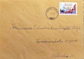 Suomi - Hiukka a postipysäkkileima - Längelmäki 7.11.73 kuorella Suomi - Hiukka a postipysäkkileima - Längelmäki 7.11.73 kuorella