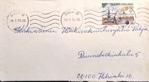 Suomi - Hyvölänranta postipysäkkileima - Oulu 10 14.1.75 kuorella Suomi - Hyvölänranta postipysäkkileima - Oulu 10 14.1.75 kuorella