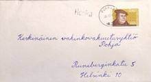 Suomi - Honka postipysäkkileima - Porras 28.12.67 kuorella Suomi - Honka postipysäkkileima - Porras 28.12.67 kuorella