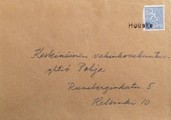 Suomi - Huusko postipysäkkileima kuorella Suomi - Huusko postipysäkkileima kuorella