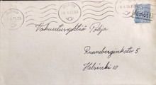 Suomi - Hömötti postipysäkkileima - Joensuu 5.4.69 kuorella Suomi - Hömötti postipysäkkileima - Joensuu 5.4.69 kuorella
