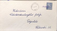 Suomi - Joutsjärvi postipysäkkileima - Ruorasmäki 9.12.66 kuorella Suomi - Joutsjärvi postipysäkkileima - Ruorasmäki 9.12.66 kuorella