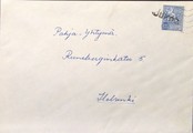 Suomi - Jukola postipysäkkileima kuorella Suomi - Jukola postipysäkkileima kuorella