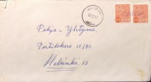 Suomi - Jokisalo postipysäkkileima - Jukaja 20.12.67 kuorella Suomi - Jokisalo postipysäkkileima - Jukaja 20.12.67 kuorella