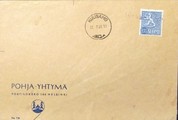Suomi - Jyrkänkoski postipysäkkileima - Kuusamo 28.2.66 kuorella Suomi - Jyrkänkoski postipysäkkileima - Kuusamo 28.2.66 kuorella