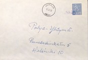 Suomi - Jokisalo postipysäkkileima - Jukaja 15.3.69 kuorella Suomi - Jokisalo postipysäkkileima - Jukaja 15.3.69 kuorella