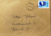 Suomi - Killala postipysäkkileima - Turku 16.3.71 kuorella Suomi - Killala postipysäkkileima - Turku 16.3.71 kuorella