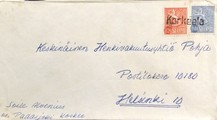 Suomi - Korkeela postipysäkkileima kuorella Suomi - Korkeela postipysäkkileima kuorella