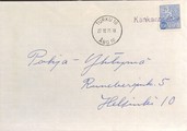 Suomi - Kankaanranta postipysäkkileima - Turku 27.10.71 kuorella Suomi - Kankaanranta postipysäkkileima - Turku 27.10.71 kuorella