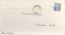 Suomi - Kesusmaa postipysäkkileima - Kirjavala 12.4.67 kuorella Suomi - Kesusmaa postipysäkkileima - Kirjavala 12.4.67 kuorella