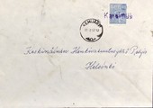 Suomi - Karsimus postipysäkkileima - Kemijärvi 30.8.67 kuorella Suomi - Karsimus postipysäkkileima - Kemijärvi 30.8.67 kuorella
