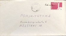 Suomi - Kalliojärvi postipysäkkileima - Hirsikangas 18.3.68 kuorella Suomi - Kalliojärvi postipysäkkileima - Hirsikangas 18.3.68 kuorella