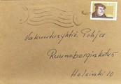 Suomi - Kortjärvi postipysäkkileima - Kokkola 10 20.8.66 kuorella Suomi - Kortjärvi postipysäkkileima - Kokkola 10 20.8.66 kuorella