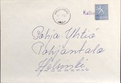 Suomi - Kalliojärvi postipysäkkileima - Hirsikangas 17.7.65 kuorella Suomi - Kalliojärvi postipysäkkileima - Hirsikangas 17.7.65 kuorella