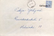 Suomi - Kankaankylä postipysäkkileima - Juva 29.7.66 kuorella Suomi - Kankaankylä postipysäkkileima - Juva 29.7.66 kuorella