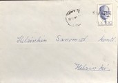 Suomi - Kivisalmi postipysäkkileima - Suonenjoki 12.12.60 kuorella Suomi - Kivisalmi postipysäkkileima - Suonenjoki 12.12.60 kuorella