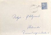 Suomi - Kortala postipysäkkileima - Rauma 29.3.65 kuorella Suomi - Kortala postipysäkkileima - Rauma 29.3.65 kuorella
