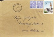 Suomi - Kankaanranta postipysäkkileima - Turku 10 27.2.75 kuorella Suomi - Kankaanranta postipysäkkileima - Turku 10 27.2.75 kuorella