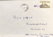 Suomi - Kolkonjoki postipysäkkileima kuorella Suomi - Kolkonjoki postipysäkkileima kuorella