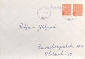 Suomi - Kurola postipysäkkileima - Varkaus 21.1.69 kuorella Suomi - Kurola postipysäkkileima - Varkaus 21.1.69 kuorella