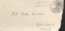 Suomi - Karsby Kaarenkylä postipysäkkileima - Porvoo 9.VII.29 kuorella Suomi - Karsby Kaarenkylä postipysäkkileima - Porvoo 9.VII.29 kuorella