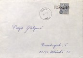Suomi - Koikkalan.. postipysäkkileima - Juva 30.9.74 kuorella Suomi - Koikkalan.. postipysäkkileima - Juva 30.9.74 kuorella