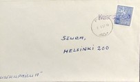 Suomi - Kuorsumaa postipysäkkileima - Pori 4.5.67 kuorella Suomi - Kuorsumaa postipysäkkileima - Pori 4.5.67 kuorella