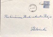 Suomi - Kupinpuro postipysäkkileima - Joensuu 26.8.66 kuorella Suomi - Kupinpuro postipysäkkileima - Joensuu 26.8.66 kuorella