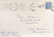 Suomi - Kortjärvi postipysäkkileima - Kokkola 10 25.10.72 kuorella Suomi - Kortjärvi postipysäkkileima - Kokkola 10 25.10.72 kuorella