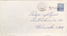 Suomi - Korkiakangas postipysäkkileima - Möttönen 13 II 70 kuorella Suomi - Korkiakangas postipysäkkileima - Möttönen 13 II 70 kuorella