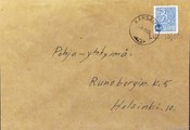 Suomi - Luomajoki postipysäkkileima - Kärsämäki 1.9.69 kuorella Suomi - Luomajoki postipysäkkileima - Kärsämäki 1.9.69 kuorella