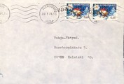 Suomi - Lapalie postipysäkkileima - Joensuu 30.1.75 kuorella Suomi - Lapalie postipysäkkileima - Joensuu 30.1.75 kuorella