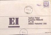 Suomi - Mutkanvaara postipysäkkileima - Hukkala 9.11.77 kuorella Suomi - Mutkanvaara postipysäkkileima - Hukkala 9.11.77 kuorella