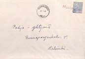 Suomi - Mustanmäki postipysäkkileima - Sonkajärvi 20.5.68 kuorella Suomi - Mustanmäki postipysäkkileima - Sonkajärvi 20.5.68 kuorella
