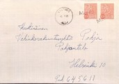 Suomi - Merilä postipysäkkileima - Valtimo 13.1.69 kuorella Suomi - Merilä postipysäkkileima - Valtimo 13.1.69 kuorella