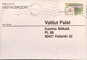 Suomi - Marjusaari postipysäkkileima - Kokkola 3.5.79 kuorella Suomi - Marjusaari postipysäkkileima - Kokkola 3.5.79 kuorella