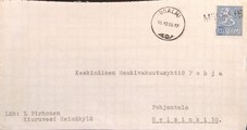 Suomi - Mäkipirtti postipysäkkileima - Iisalmi 15.12.66 kuorella Suomi - Mäkipirtti postipysäkkileima - Iisalmi 15.12.66 kuorella