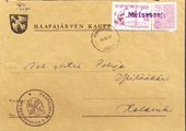 Suomi - Metsäsaari postipysäkkileima - Pyhäsalmi 19.10.67 kuorella Suomi - Metsäsaari postipysäkkileima - Pyhäsalmi 19.10.67 kuorella