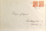 Suomi - Nisula postipysäkkileima - Rutalahti 1.2.68 kuorella Suomi - Nisula postipysäkkileima - Rutalahti 1.2.68 kuorella