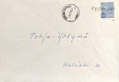 Suomi - Pyylinmääri postipysäkkileima - Säynetkoski 27.11.67 kuorella Suomi - Pyylinmääri postipysäkkileima - Säynetkoski 27.11.67 kuorella