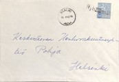Suomi - Ryhälänmäki postipysäkkileima - Iisalmi 15.8.67 kuorella Suomi - Ryhälänmäki postipysäkkileima - Iisalmi 15.8.67 kuorella