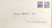 Suomi - Rautujärvi postipysäkkileima kuorella Suomi - Rautujärvi postipysäkkileima kuorella