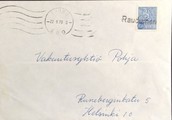 Suomi - Rauduinen postipysäkkileima - Turku 22.9.70 kuorella Suomi - Rauduinen postipysäkkileima - Turku 22.9.70 kuorella