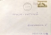 Suomi - Söyrinki postipysäkkileima - Narva 23.1.70 kuorella Suomi - Söyrinki postipysäkkileima - Narva 23.1.70 kuorella