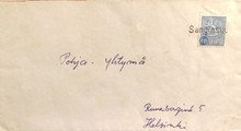 Suomi - Sanginsuu postipysäkkileima kuorella Suomi - Sanginsuu postipysäkkileima kuorella