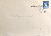 Suomi - Tahkoranta postipysäkkileima - Joroinen 28.11.51 kuorella Suomi - Tahkoranta postipysäkkileima - Joroinen 28.11.51 kuorella