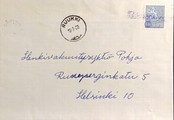 Suomi - Tikkalankangas postipysäkkileima - Ruukki 12.7.68 kuorella Suomi - Tikkalankangas postipysäkkileima - Ruukki 12.7.68 kuorella