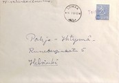 Suomi - Teinikivi postipysäkkileima - Loimaa 16.7.69 kuorella Suomi - Teinikivi postipysäkkileima - Loimaa 16.7.69 kuorella