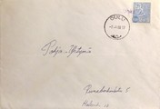 Suomi - Uhka postipysäkkileima - Oulu 7.4.68 kuorella Suomi - Uhka postipysäkkileima - Oulu 7.4.68 kuorella