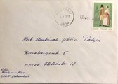 Suomi - Ulvonkylä postipysäkkileima - Myllymäki 8.1.73 kuorella Suomi - Ulvonkylä postipysäkkileima - Myllymäki 8.1.73 kuorella